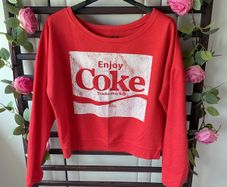 sweatshirt Coca Cola off shoulder red & white sweatshirt small