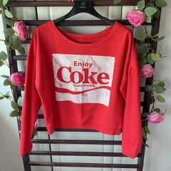 sweatshirt Coca Cola off shoulder red & white sweatshirt small