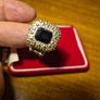 Vintage Silver Tone Metal Black Gemstone Stretch Ring Image 3