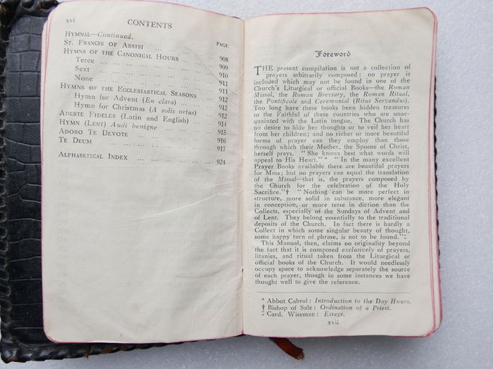 Vintage Catholic pocket prayer manual titled The Voice of the Church, compiled by Father Aloysius, O.S.F.C., and published in Dublin by M.H. Gill & Son, Ltd.