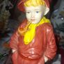 Beautiful Old Large Ceramic Figurine of a Young Boy Smoking a Pipe, similar in style to Art Deco "whistling boy" figures from the 1930s, Good Condition Image 2