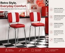 Set of 2 Retro American Diner Bar Stools