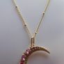 Vintage Sterling Silver 925 Gold Plated Moon Pendant Necklace length 20" - 6,1g Image 4