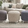 Handmade Chunky Knit Pouf with Wooden Legs Scandi / Boho Style Image 2