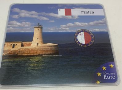 Malta 2009 2 Euro colourised coin in sealed holder