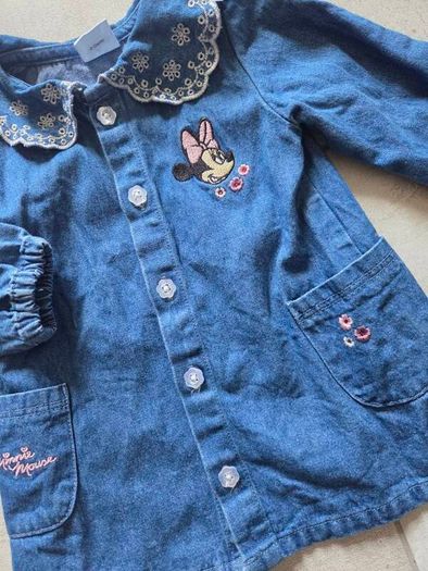 0-3m, Minnie Mouse Soft Denim Dress
