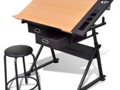 Two Drawers Tiltable Tabletop Drawing Table with Stoo