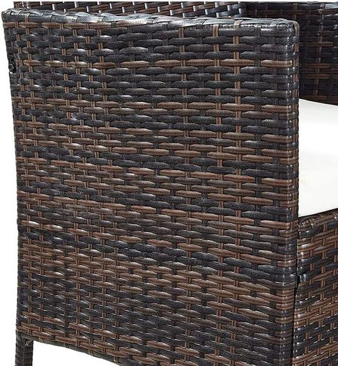 4-Piece Outdoor Rattan Patio Set with Glass Coffee Table  Brown