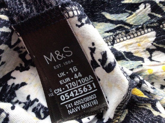 Marks and Spencer womens blue yellow white floral top / blouse size 16 includes postage