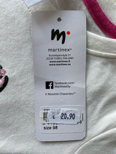 Brand new with tag Moomin tunic / Dress, size 98cm, 2-3y