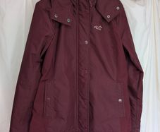 Hollister Womens Burgundy All Weather Hooded Jacket Coat Size M UK 12