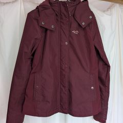 Hollister Womens Burgundy All Weather Hooded Jacket Coat Size M UK 12