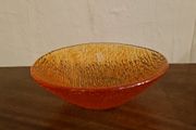 Amber Coloured Textured Glass Bowl - Handmade In Italy - 16cm - Boxed
