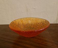 Amber Coloured Textured Glass Bowl - Handmade In Italy - 16cm - Boxed