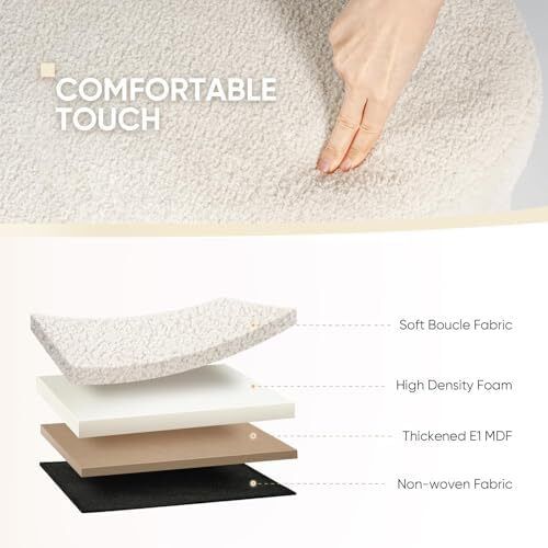 Folding Ottoman Storage Bench,Boucle Footstool Oval, End of Bed Stool, Ideal for Living Room, Bedroom, 100L Storage Space,White,110x38x38cm