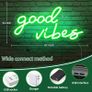 NEW SALE | Good Vibes Neon Sign,Neon Light Powered by USB with Switch, Green Led Neon Light Sign for Bedroom,Wall Decor,Game Room,Party, Bar Decor Image 2