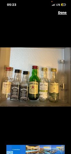 Gin vodka whiskey empty mini Bottle Hennessy Cognac absolut vodka belveder gin Bombay whiskey Jack Daniels belveder paddy powers Jameson bacardi jagermeister Empty Bottles
