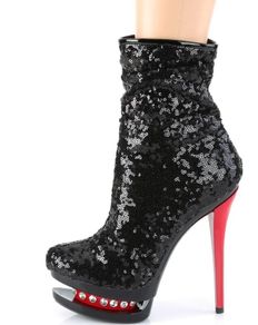 Pleaser Blondie R-1009 Black & Red Platform Ankle Boots