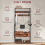 6-in-1 Industrial-Style Hallway Organiser - Brown/Black Image 4