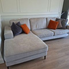 Grey Fabric Corner Sofa with Chaise (Harvey Norman)