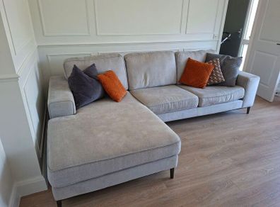 Grey Fabric Corner Sofa with Chaise (Harvey Norman)