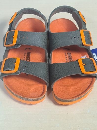 Birkenstock Milano Kids Sandals Desert Soil Green And Orange Size Uk 8.5 Eu 26 Brand New Boxed