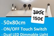LED Bathroom Mirror 50x80cm Antifog Demister