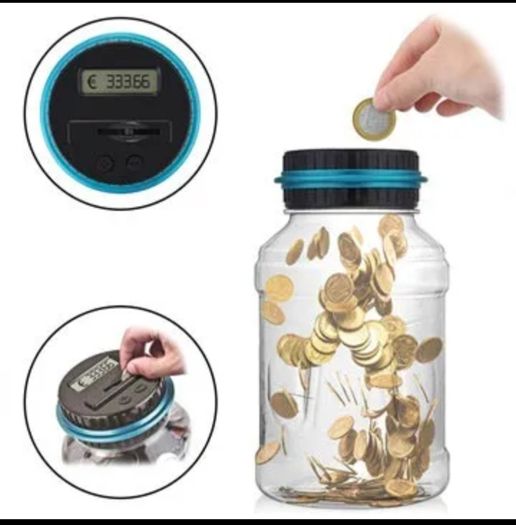Money counting savings jar