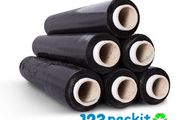 Black Pallet Wrap Shrink industrial Roll 200mt / 650 ft stretchy film excellent for pallet, ecommerce, moving, shipping