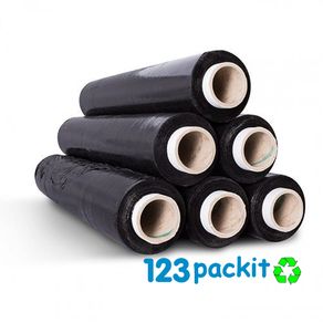 Black Pallet Wrap Shrink industrial Roll 200mt / 650 ft stretchy film excellent for pallet, ecommerce, moving, shipping