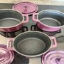 Three Unused Purple Iron Enamel Mini Casseroles Image 3