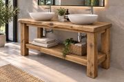 Handmade Rustic Wood Bathroom Vanity Unit