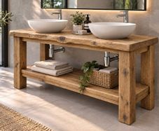 Handmade Rustic Wood Bathroom Vanity Unit