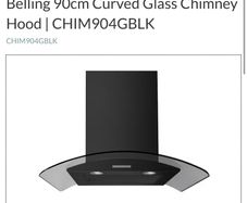 Belling 90cm Curved Glass Chimney Hood