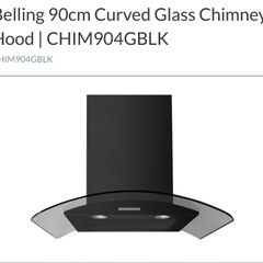 Belling 90cm Curved Glass Chimney Hood