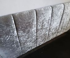 Grey velvet double bed for sale.