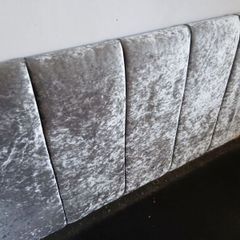 Grey velvet double bed for sale.