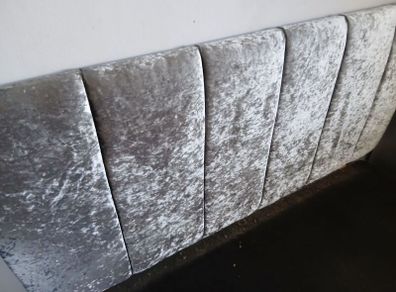 Grey velvet double bed for sale.