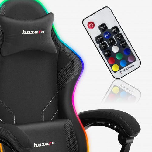 Huzaro Force 3.7 RGB Black Gaming Chair Ergonomic RGB Gaming Chair with Footrest
