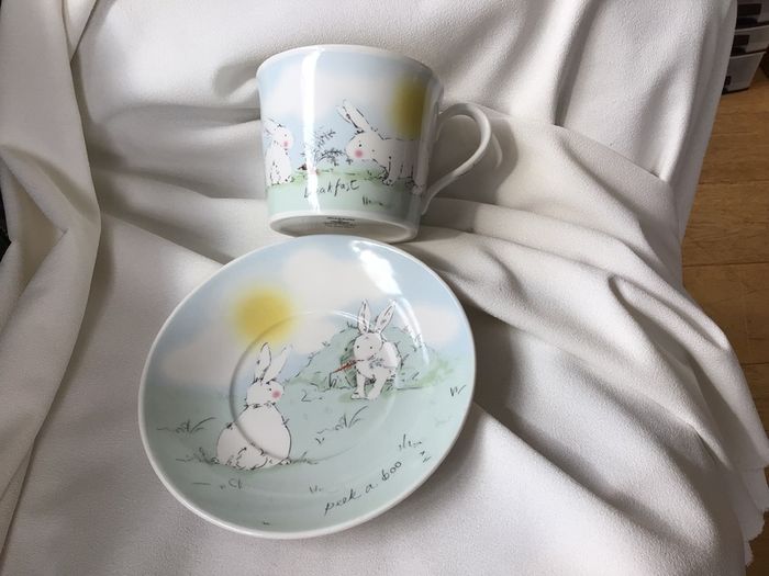 New Aynsley Breakfast Mug and Saucer in Rabbits Pet Collection