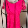 Stunning Fuchsia Pink Floral Lace Occasion Dress | Open Back Detail Image 3
