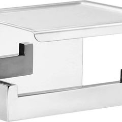 Chrome Toilet Roll Holder with Phone Self, Self Adhesive Toilet Paper Holder for Bathroom, SUS 304 Stainless Steel, Two Installation of 3M Self-Adhesive and Wall Mounted