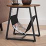 _Side Table, Bedside Table, Round Coffee Table with Storage Space, Removable Storage Bag, Metal Frame, 50 x 50 cm, for Living Room, Bedroom, Industrial Design, Vintage Brown/Black Image 3