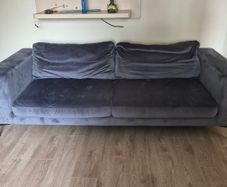 Blue suede couch