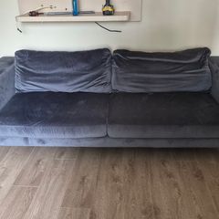 Blue suede couch
