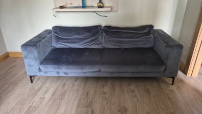 Blue suede couch