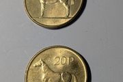 2 old 20 p pieces uncirculated.