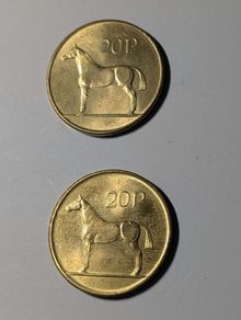 2 old 20 p pieces uncirculated.