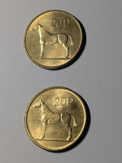 2 old 20 p pieces uncirculated.