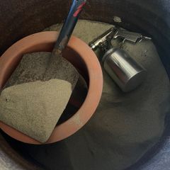 Blasting sand 3/4 of barrel